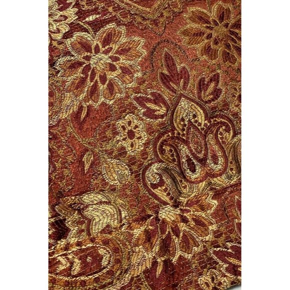 Vintage 1990s Springs Luxury Red Gold Valances Curtains Velvet Pleats Jacobean - Picture 5 of 6